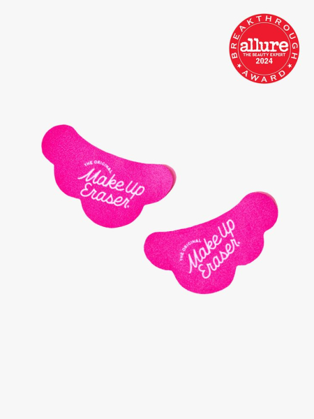 cooling clouds in hot pink and white color way on light gray background with red and white 2024 allure best of beauty seal